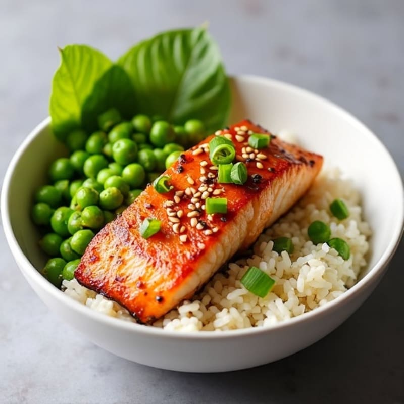 Crispy Sesame Ginger Salmon Rice Bowl
