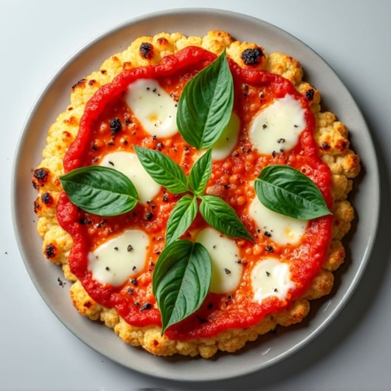 Cauliflower Crust Margherita Pizza with Fresh Basil