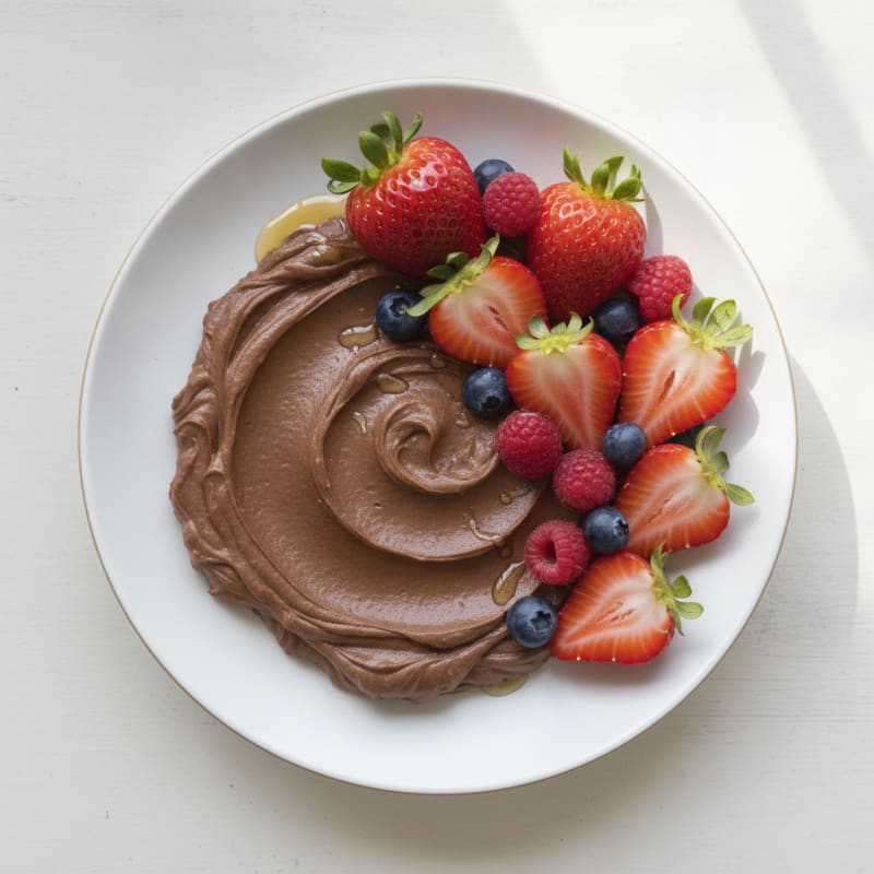 Silky Protein Chocolate Pudding with Fresh Berries