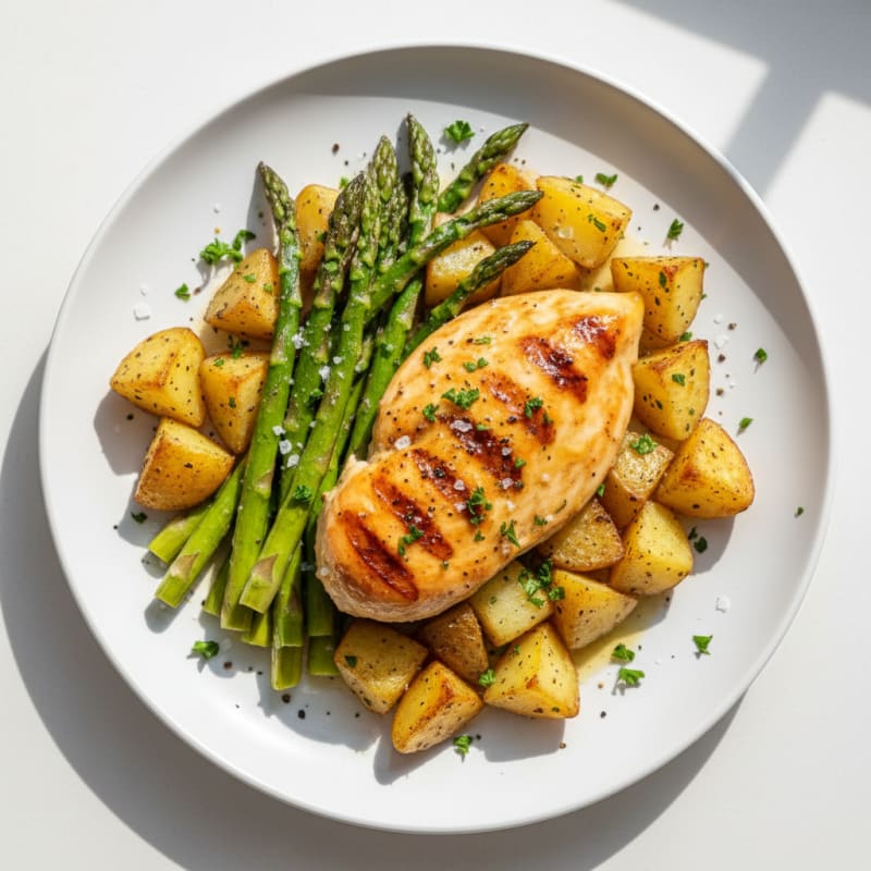 Lemon Herb Roasted Chicken with Asparagus