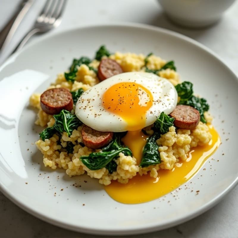 Egg White and Spinach Scramble with Turkey Sausage