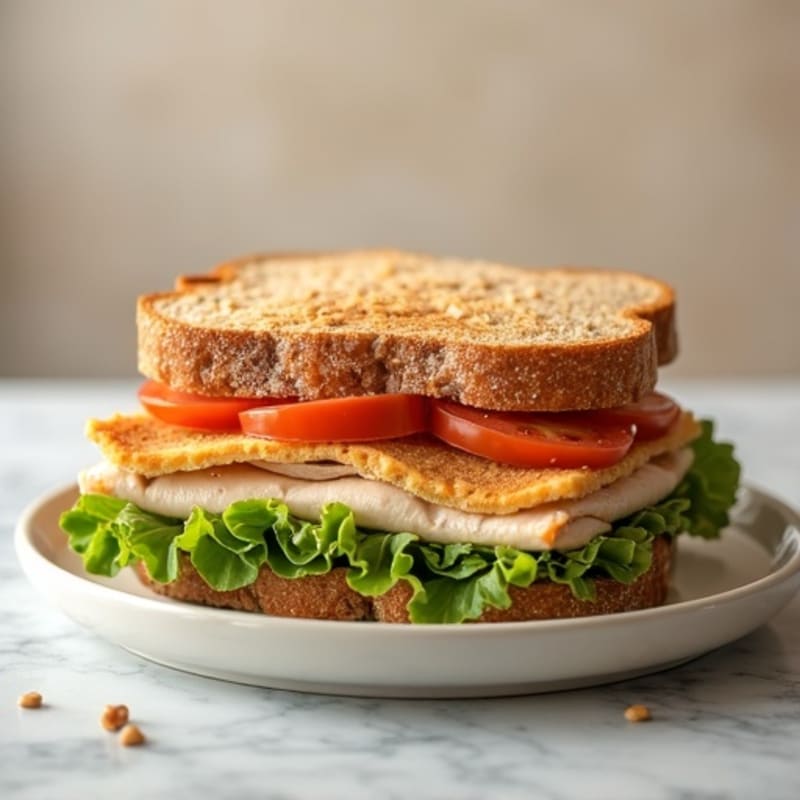 Peanut Butter and Creamy Vanilla Greek Yogurt Whole Grain Sandwich