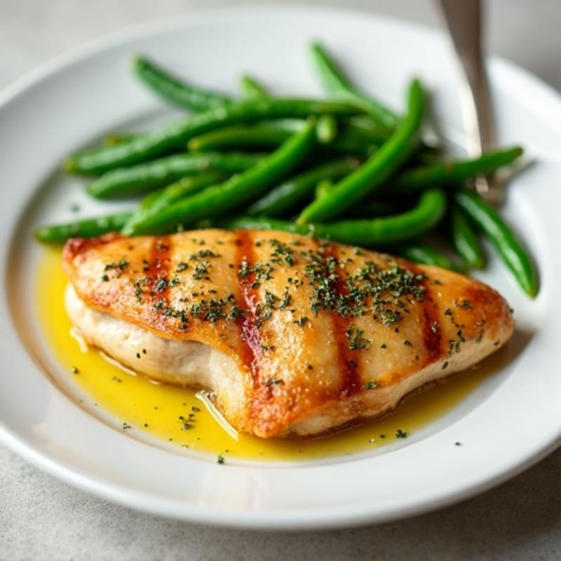 Lemon Herb Roasted Chicken with Crispy Green Beans