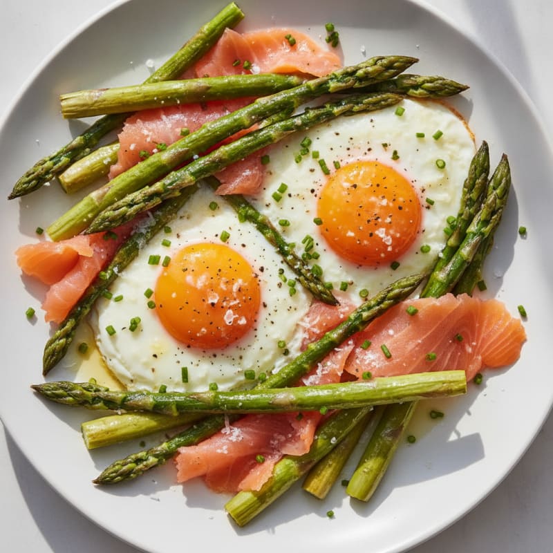 Baked Eggs with Roasted Asparagus