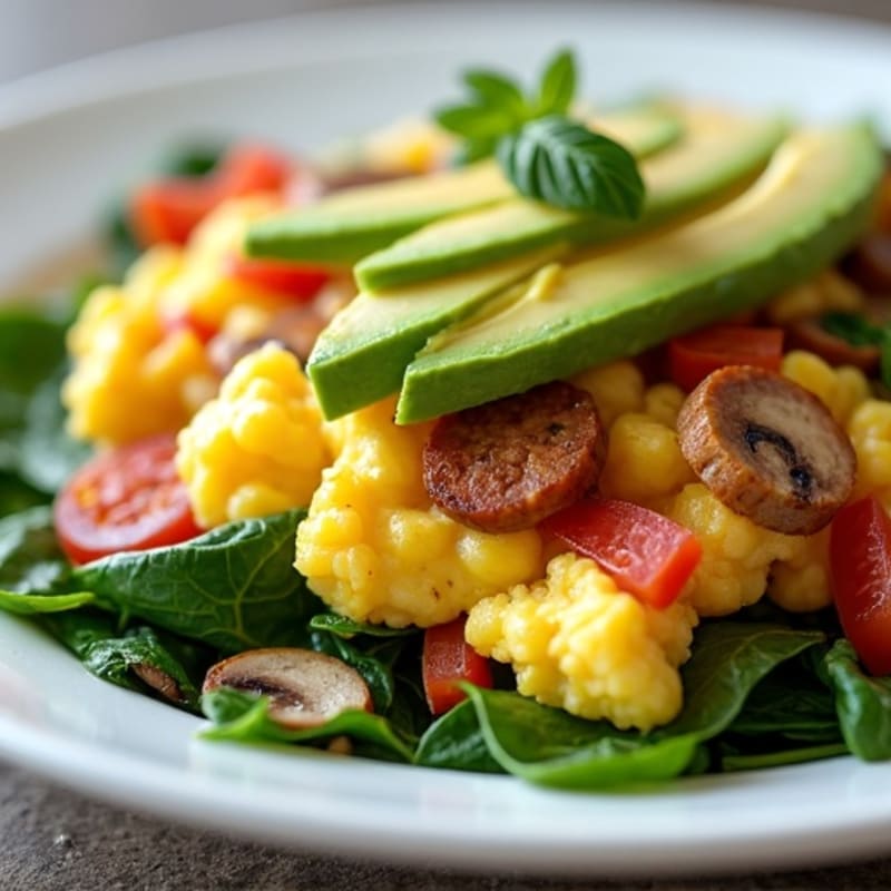 Egg White Scramble with Spinach and Turkey Sausage