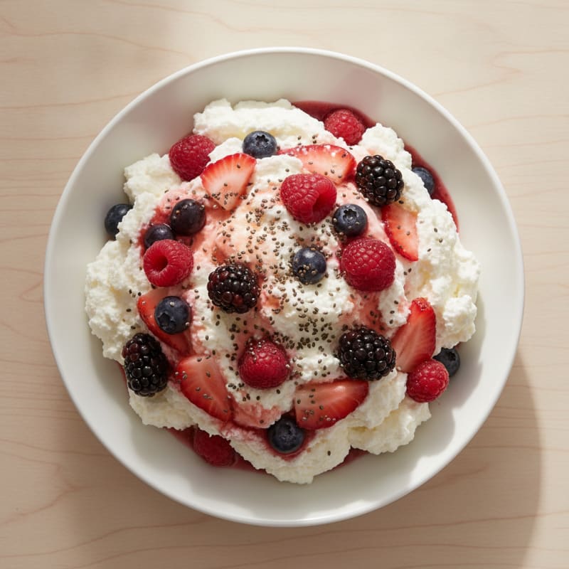 Greek Yogurt Protein Mousse with Mixed Berries