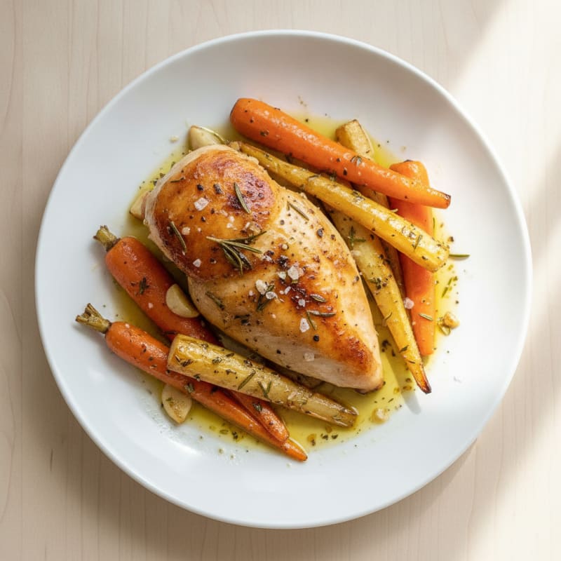 Garlic Herb Roasted Chicken with Root Vegetables