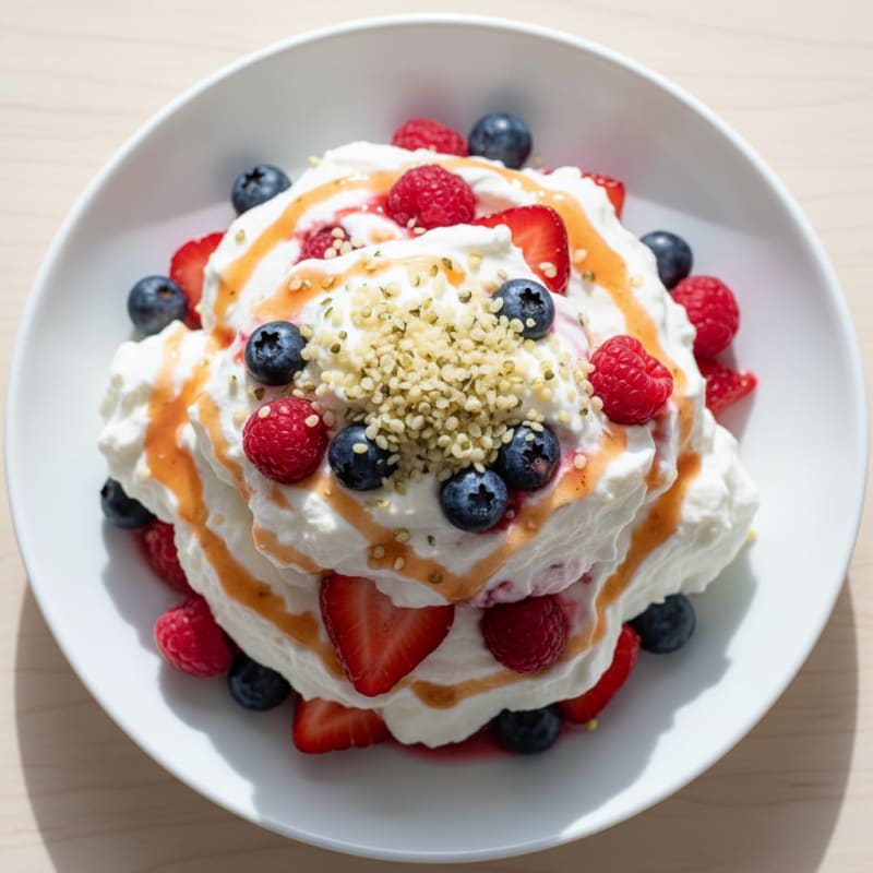 Greek Yogurt Protein Mousse with Mixed Berries