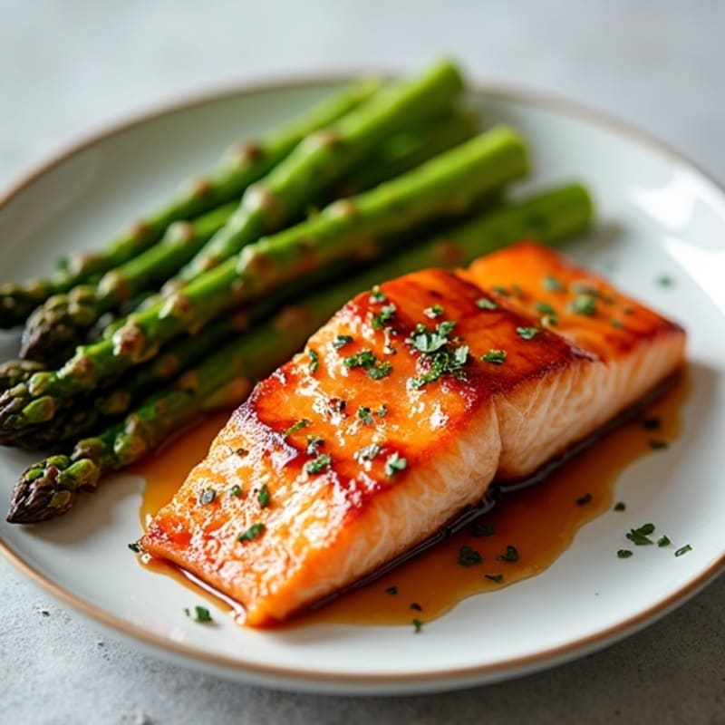Baked Teriyaki Glazed Salmon with Roasted Asparagus