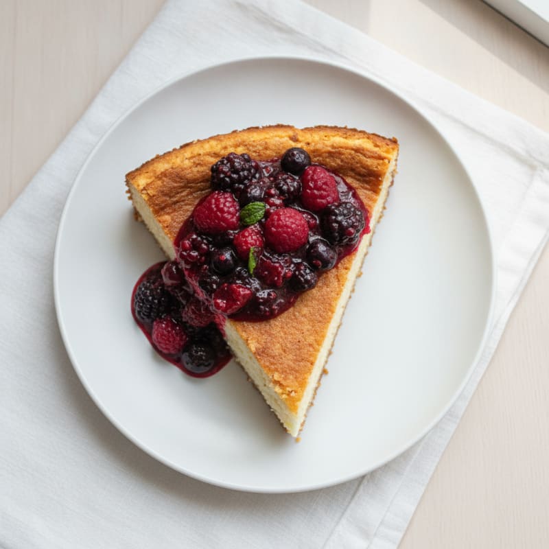 Greek Yogurt Protein Cheesecake with Berry Compote