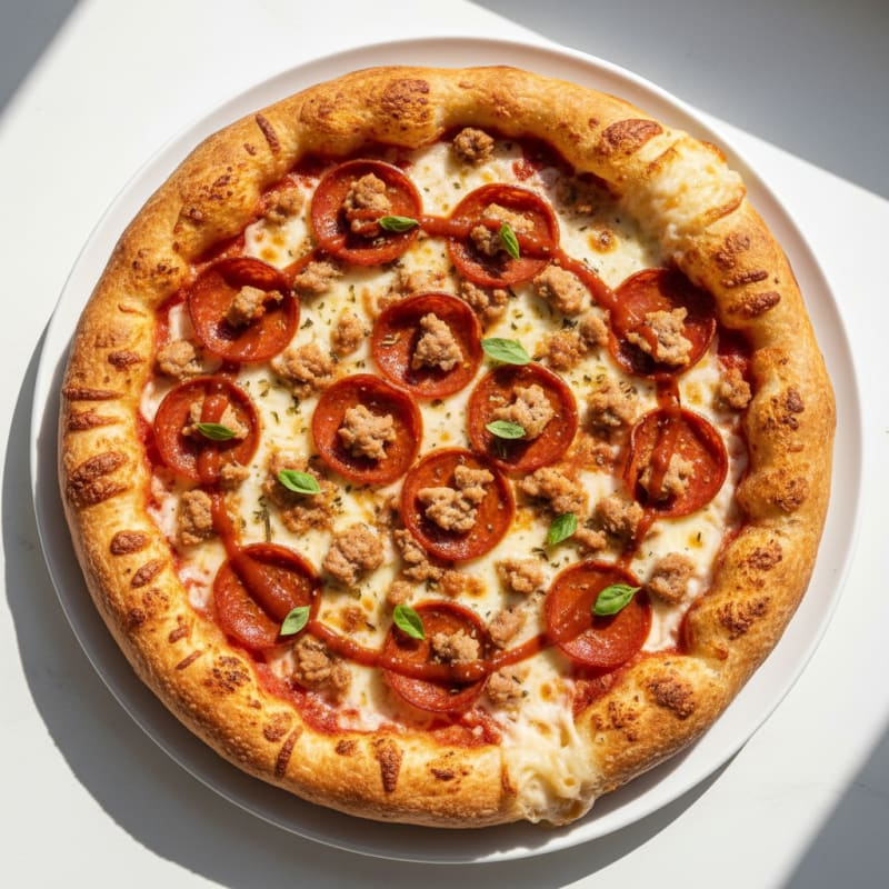 Crispy Meat Lovers Stuffed Crust Pizza
