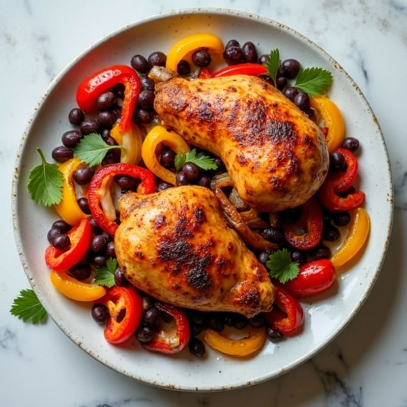 Chipotle Roasted Chicken with Crispy Bell Peppers and Onions
