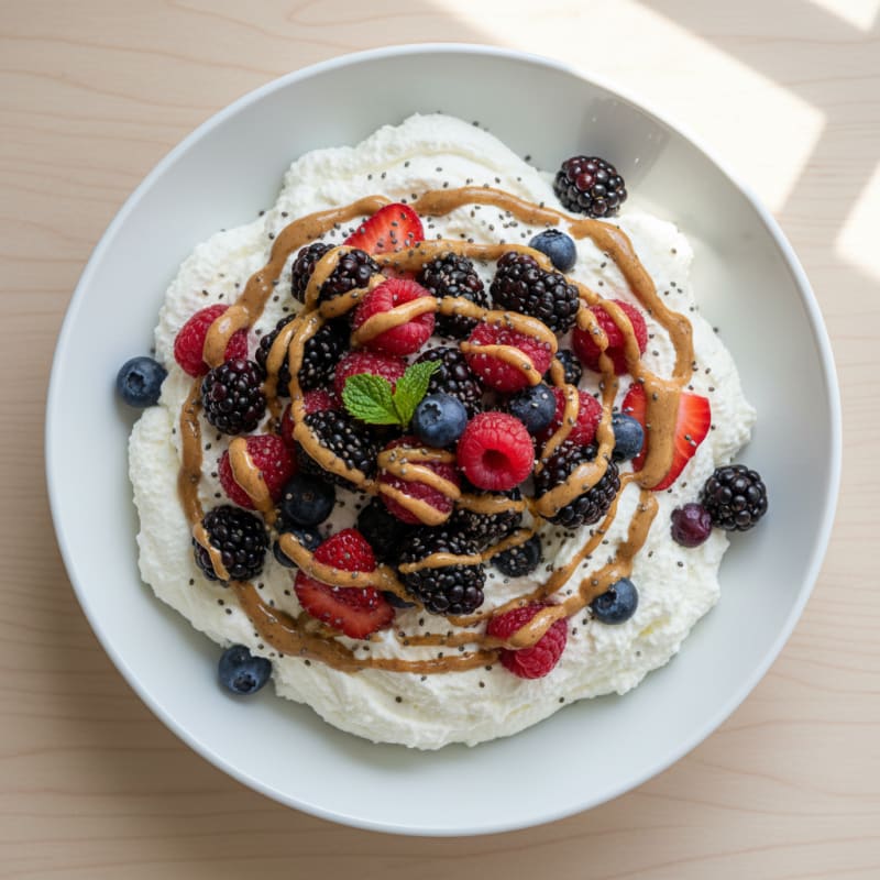 Silky Greek Yogurt Protein Mousse with Mixed Berries