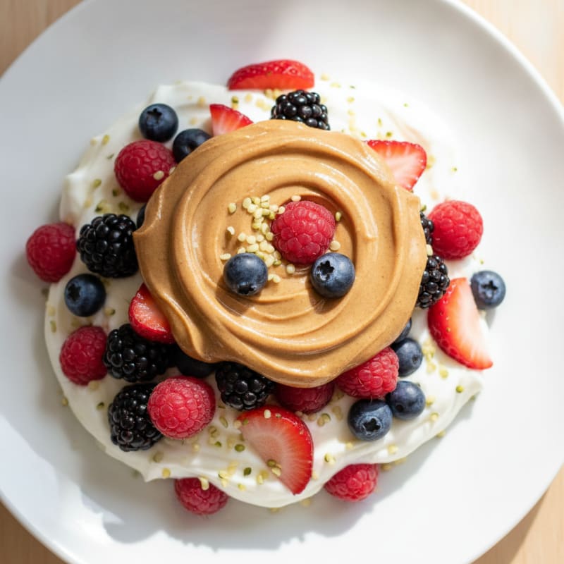 Greek Yogurt Parfait with Mixed Berries and Almond Butter