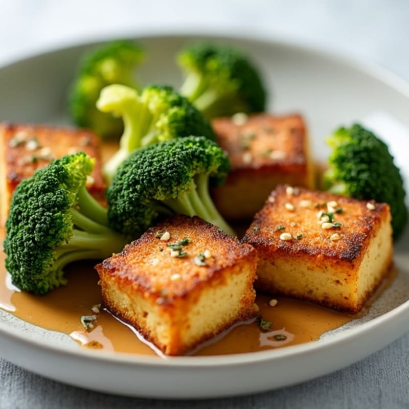Crispy Tofu with Roasted Broccoli and Peanut Sauce