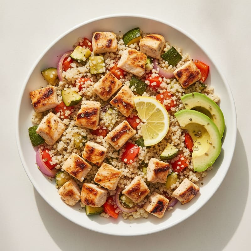 Grilled Chicken and Quinoa Power Bowl with Roasted Vegetables