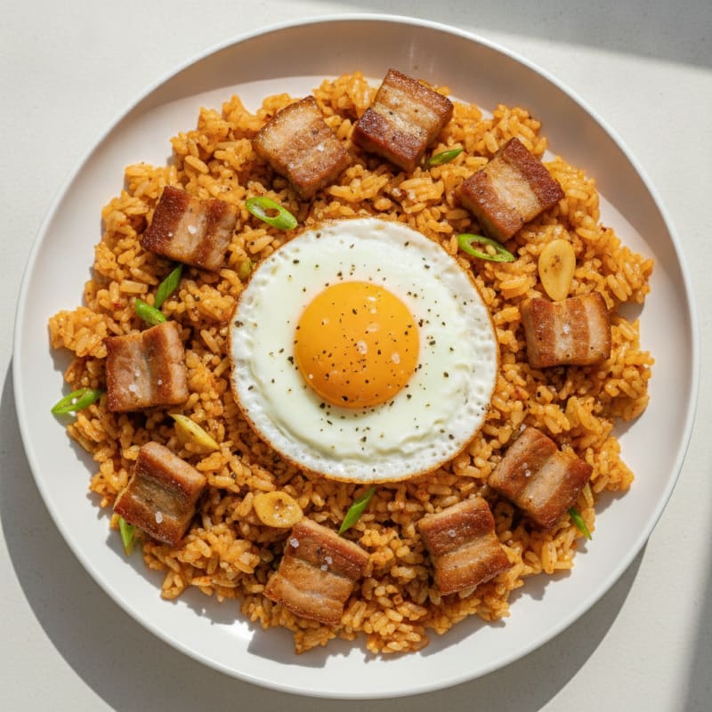 Kimchi Fried Rice with Pork Belly