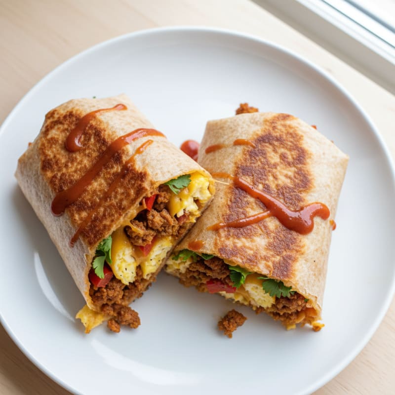 Crispy Chorizo and Egg Breakfast Burrito