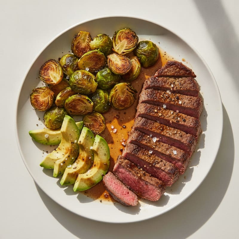 Pan-Seared Steak with Roasted Brussels Sprouts