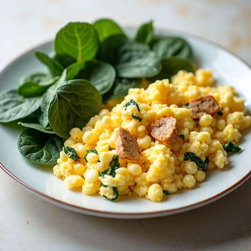 Egg White Scramble with Spinach and Turkey Breast