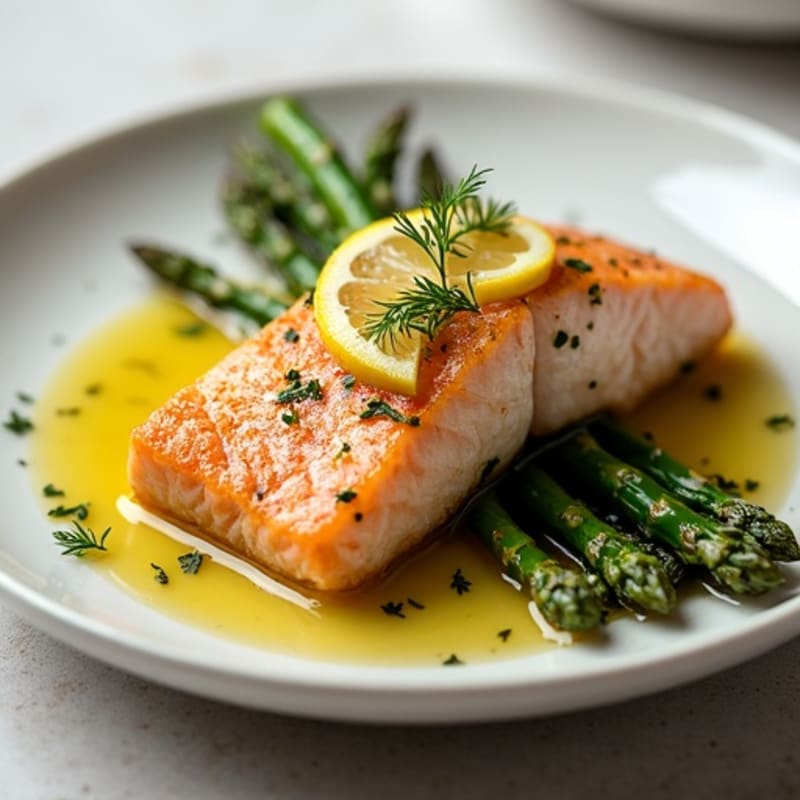 Flaky Lemon-Herb Roasted Salmon with Crispy Asparagus
