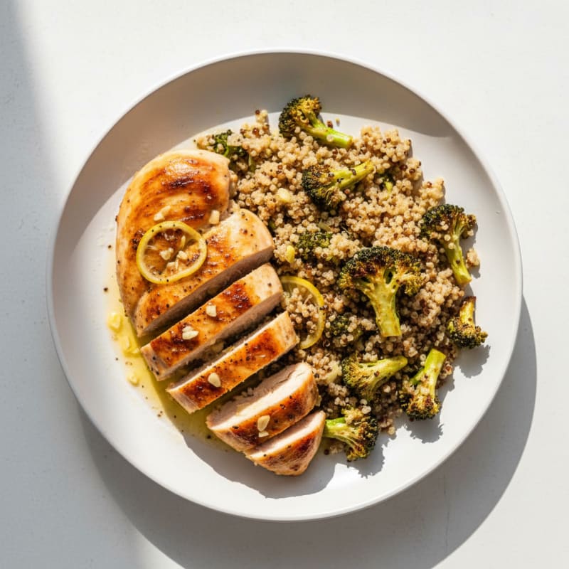 Grilled Chicken Breast with Roasted Broccoli and Quinoa