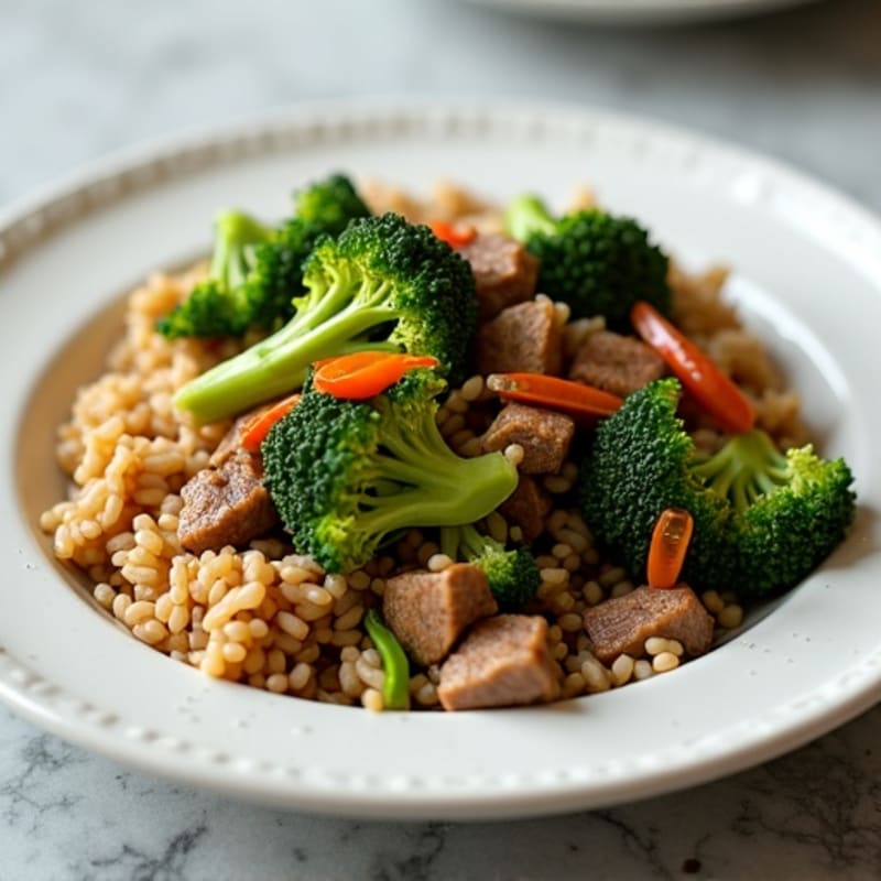 Savory Garlic Beef and Broccoli Stir-Fry with Brown Rice