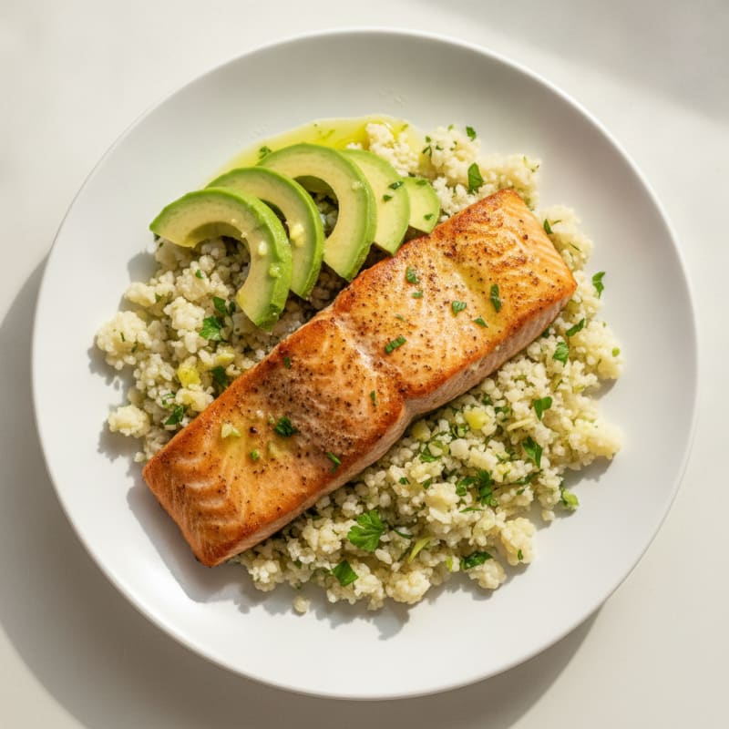 Seared Salmon with Herb-Cauliflower Rice