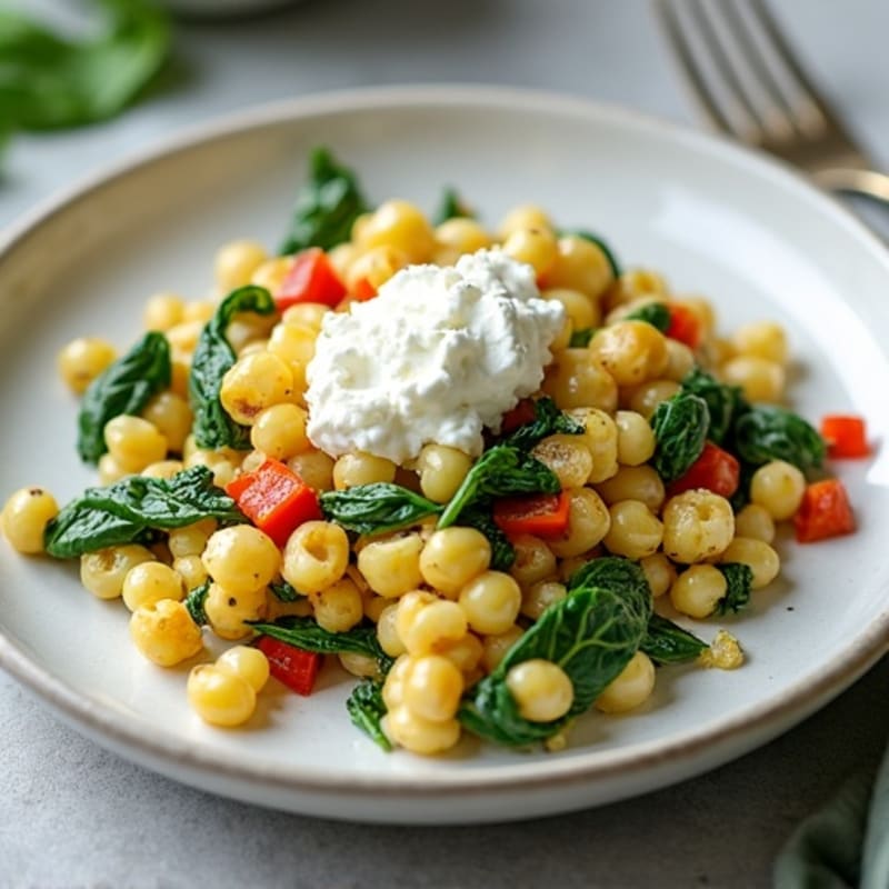 Egg White Spinach Scramble with Cottage Cheese