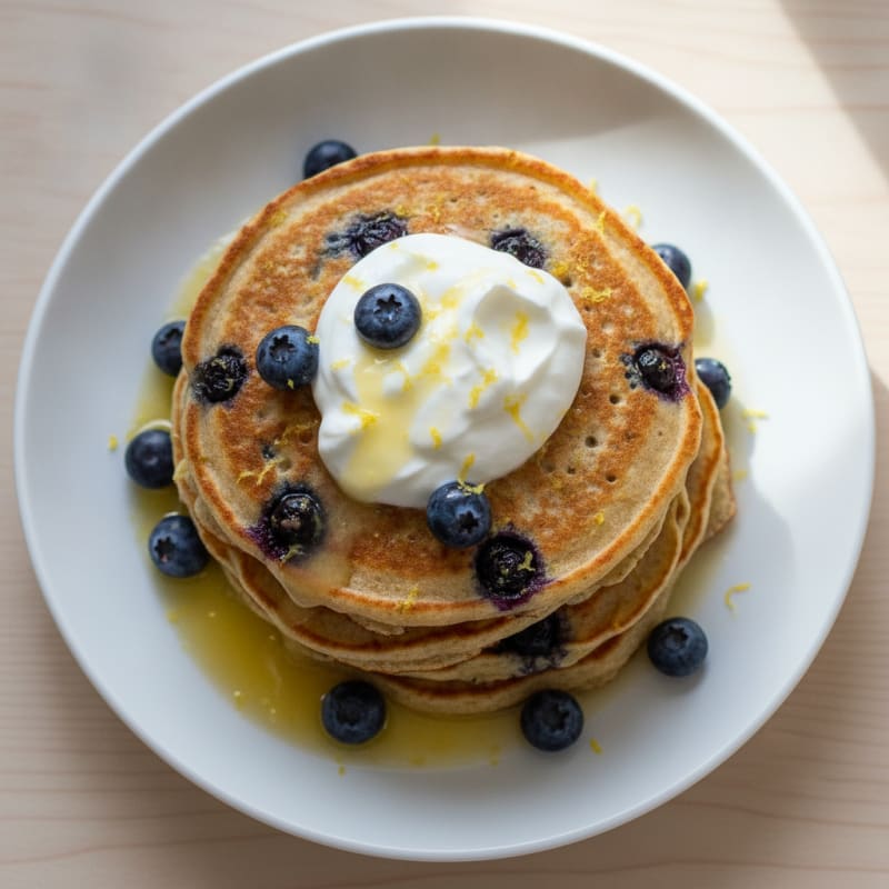 Blueberry Ricotta Pancakes with Lemon Zest