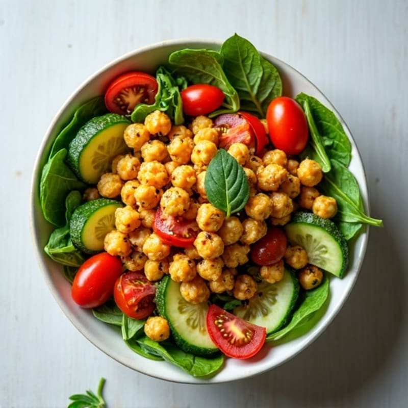 Crispy Chickpea and Fresh Veggie Bowl with Lemon-Herb Dressing