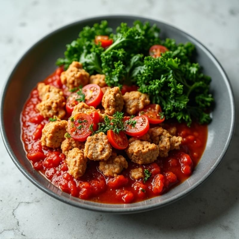 Herb-Roasted Ground Turkey with Tuscan Kale and Tomato Sauce