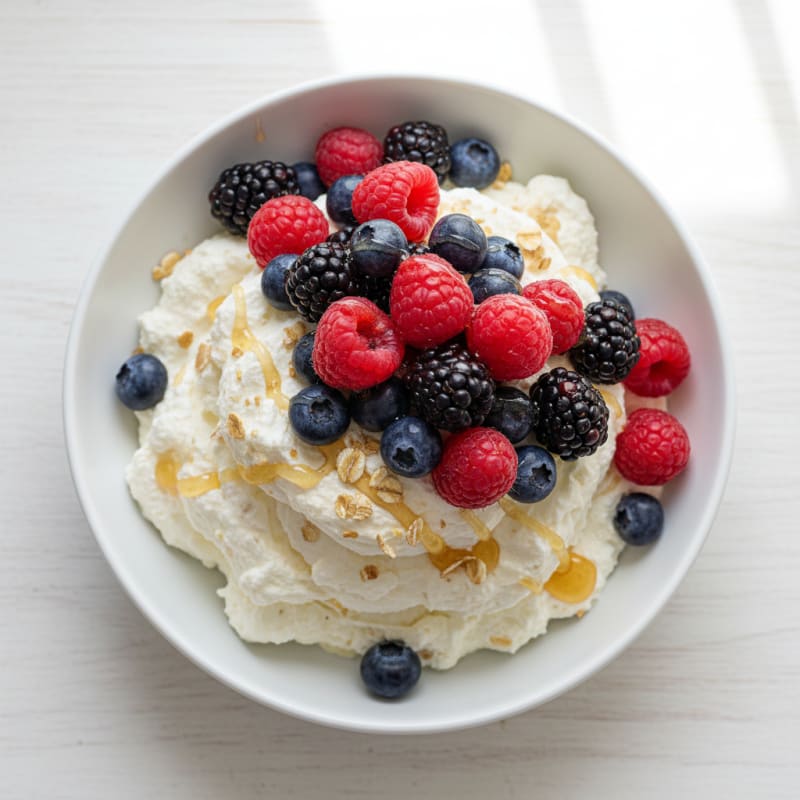 Greek Yogurt Protein Mousse with Mixed Berries