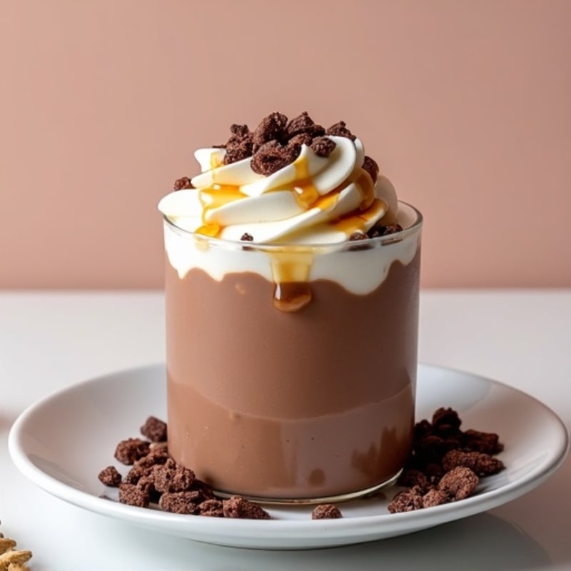 Dark Chocolate Protein Yogurt with Creamy Vanilla Swirl and Crunchy Cacao Nibs