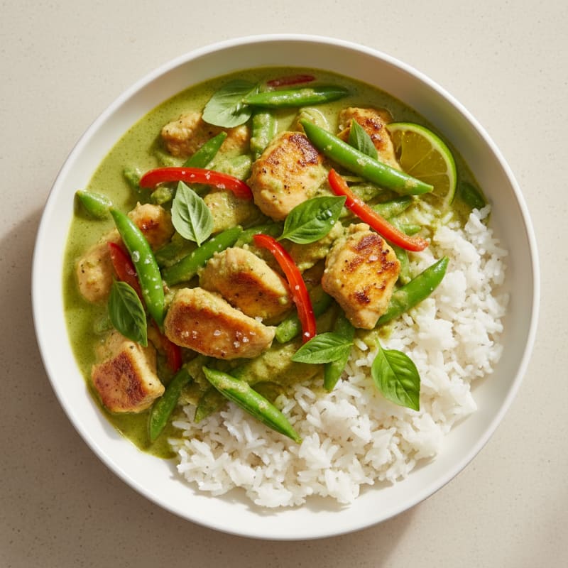 Green Curry Chicken with Coconut Rice