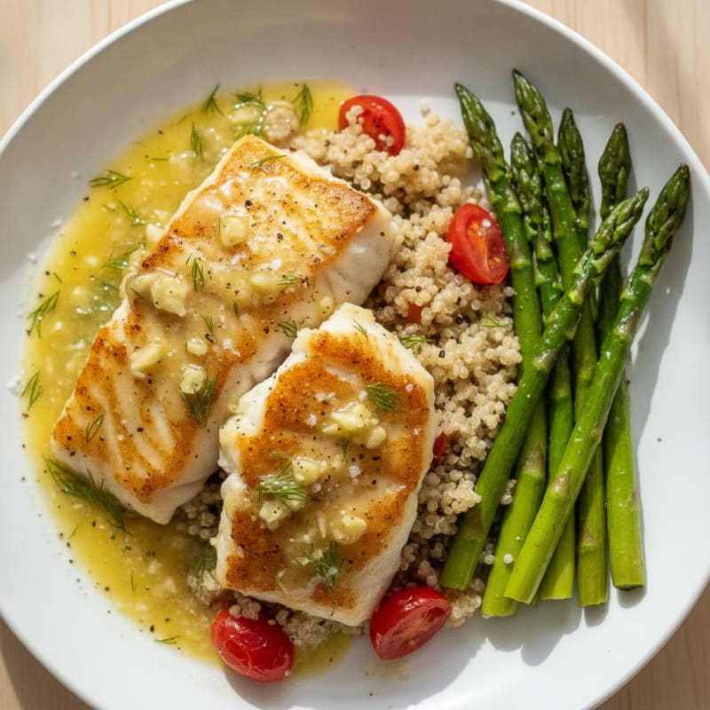 Pan-Seared Cod with Lemon-Dill Sauce