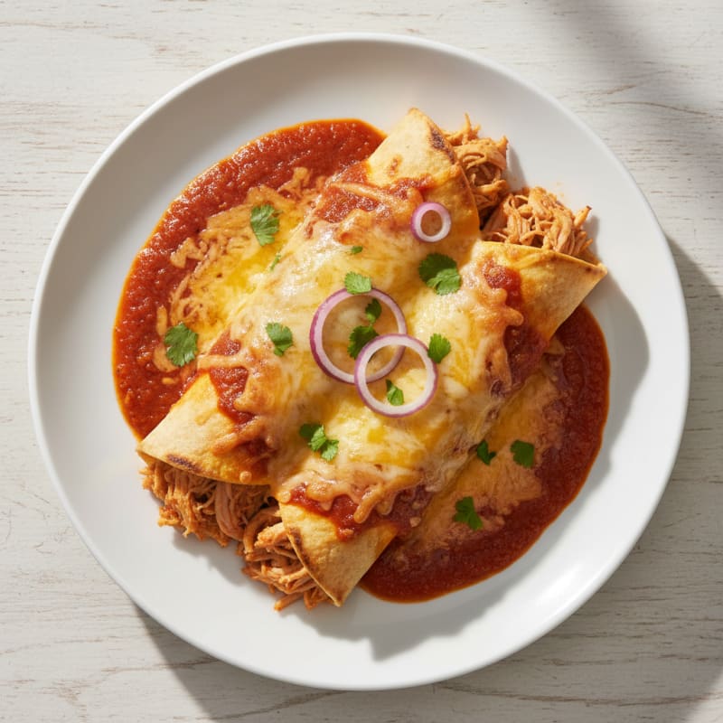 Chicken Enchiladas with Red Chili Sauce