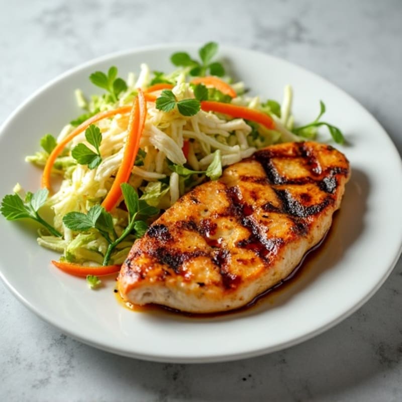 Grilled Chicken Breast with Crunchy Cabbage Slaw