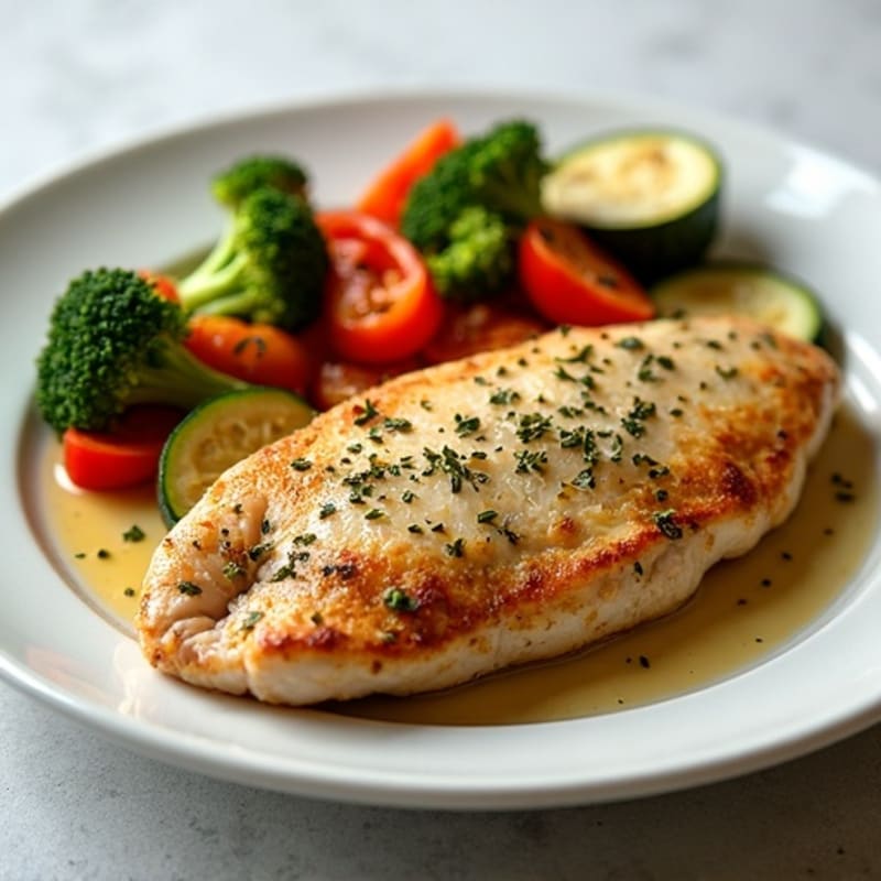 Herb-Crusted Pan Seared Chicken with Roasted Vegetables