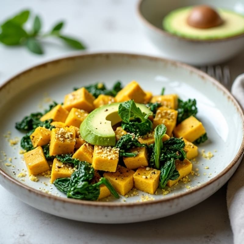 Silky Tofu Scramble with Spinach and Hemp Seeds