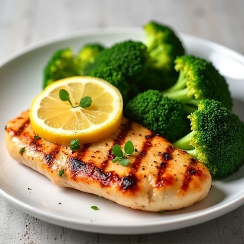 Grilled Lemon Chicken Breast with Steamed Broccoli