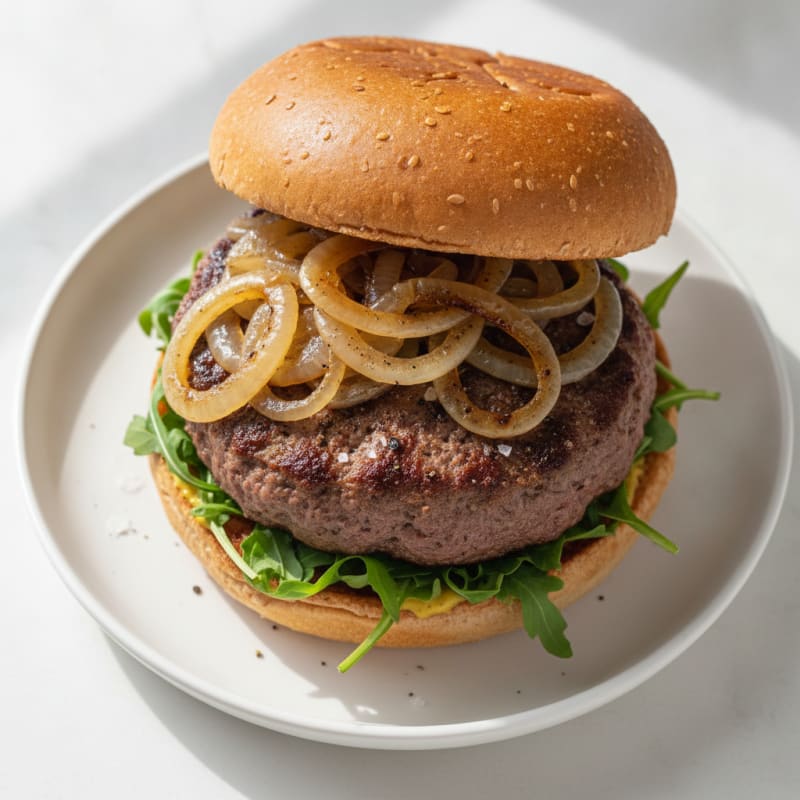 Classic Beef Burger with Caramelized Onions