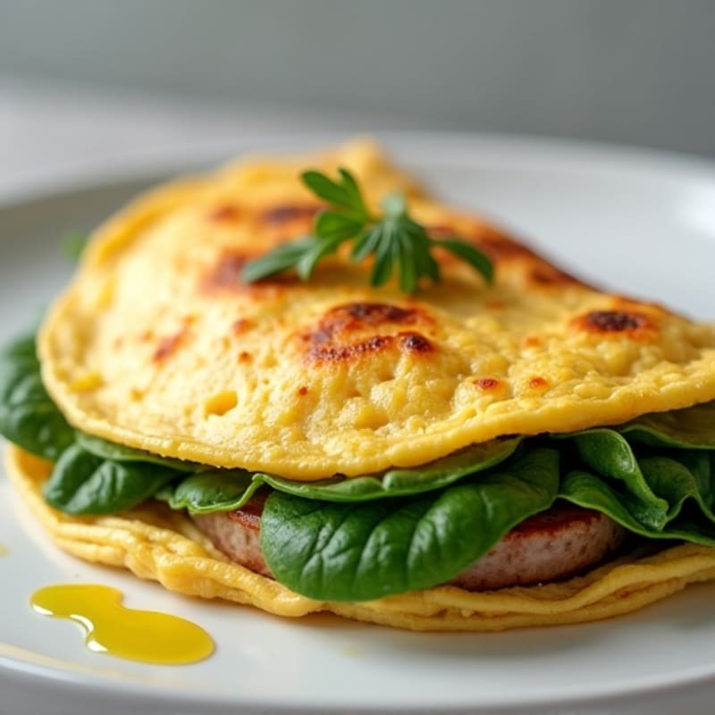 Egg White Spinach Omelet with Turkey Sausage