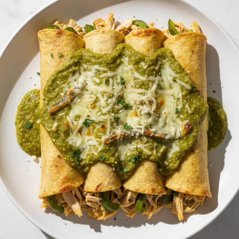 Creamy Green Chili Chicken Enchiladas