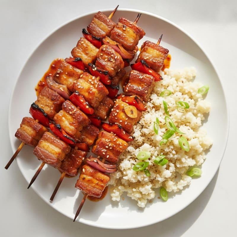 Spicy Gochujang Pork Belly Skewers