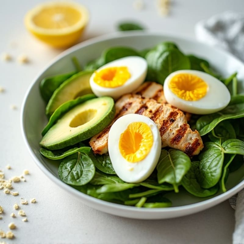 Creamy Spinach Salad with Avocado and Hard-Boiled Egg