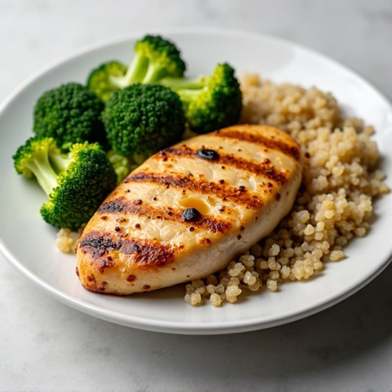Grilled Chicken Breast with Quinoa and Steamed Broccoli