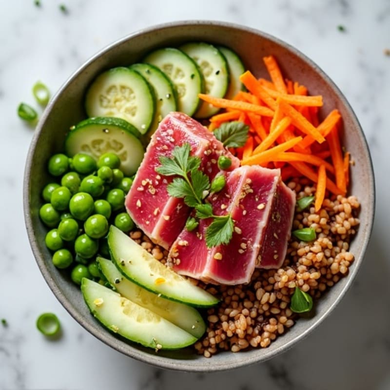 Fresh Tuna Poke Bowl with Sesame Soy Dressing