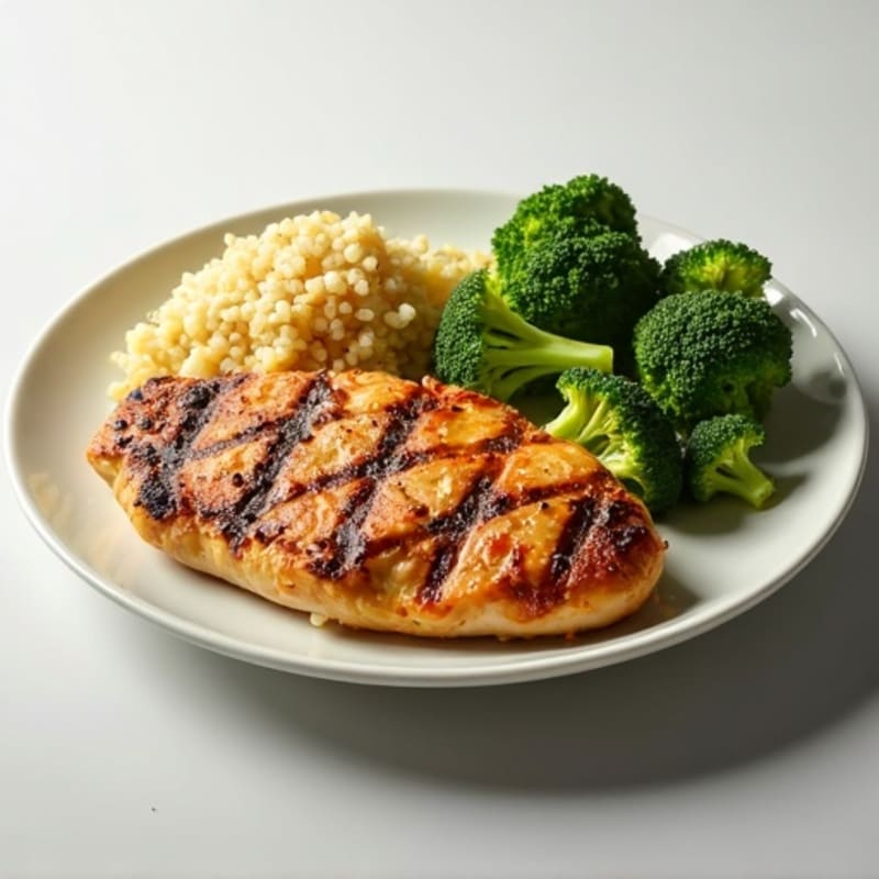 Grilled Chicken Breast with Roasted Broccoli and Quinoa