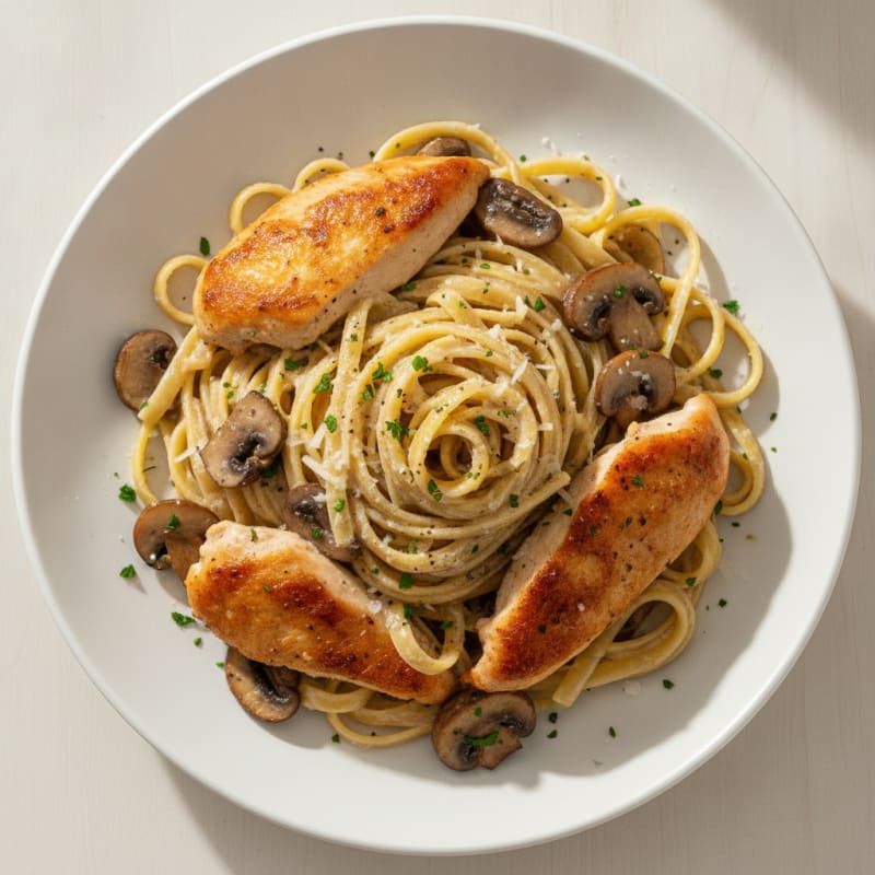 Truffle Mushroom Tagliatelle with Roasted Chicken